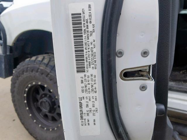 3D7UT2CL5AG148724 - 2010 DODGE RAM 2500 WHITE photo 10