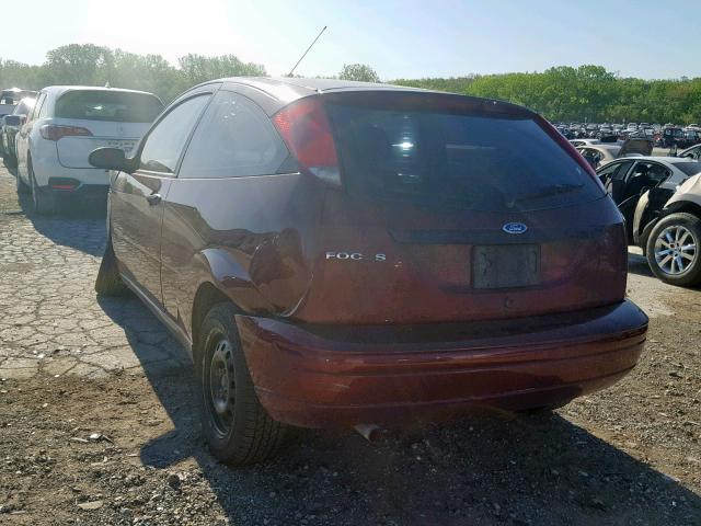 1FAFP31N27W346288 - 2007 FORD FOCUS ZX3 MAROON photo 3