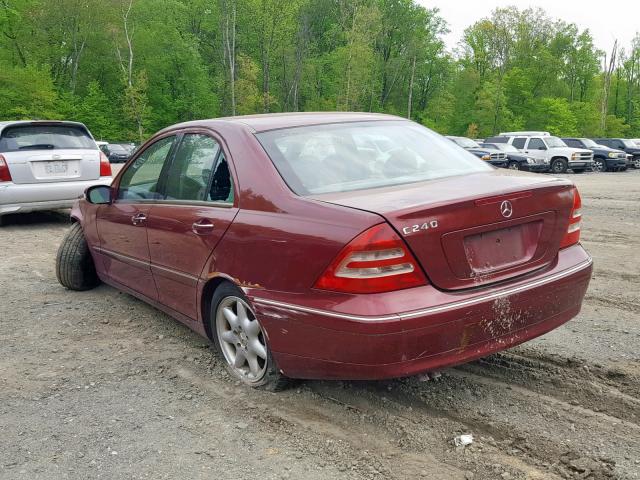 WDBRF61J82F235115 - 2002 MERCEDES-BENZ C 240 BURGUNDY photo 3