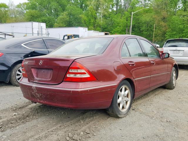 WDBRF61J82F235115 - 2002 MERCEDES-BENZ C 240 BURGUNDY photo 4