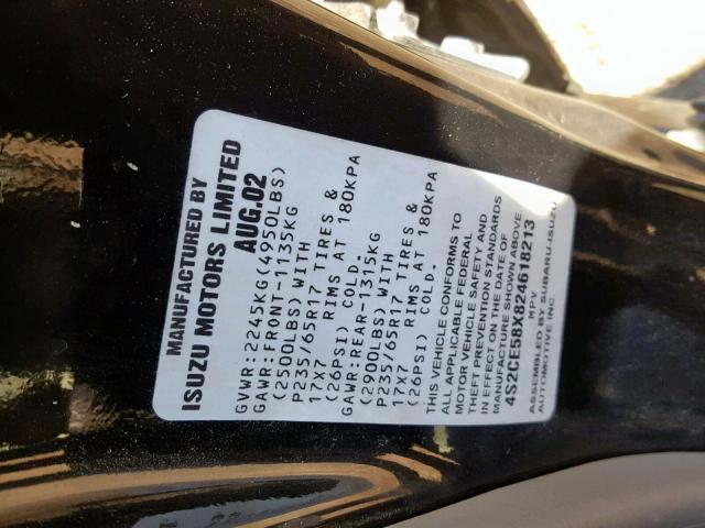 4S2CE58X824618213 - 2002 ISUZU AXIOM XS Qara foto 10