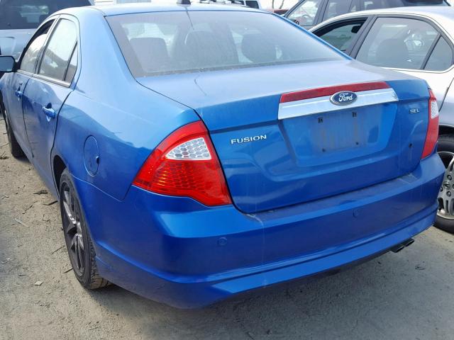 3FAHP0JA9CR212914 - 2012 FORD FUSION SEL BLUE photo 3