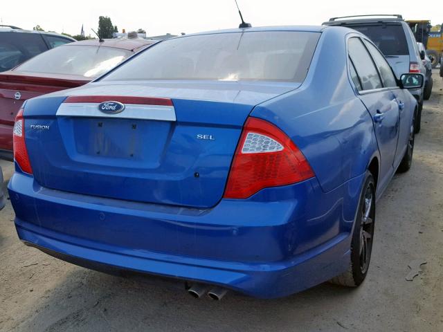 3FAHP0JA9CR212914 - 2012 FORD FUSION SEL BLUE photo 4