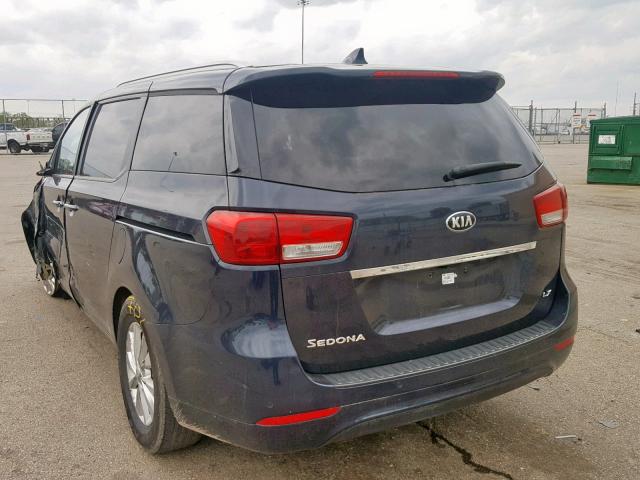 KNDMB5C10G6151408 - 2016 KIA SEDONA LX BLUE photo 3