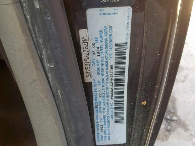 3VWCD21C2YM481185 - 2000 VOLKSWAGEN NEW BEETLE შავი ფოტო 10