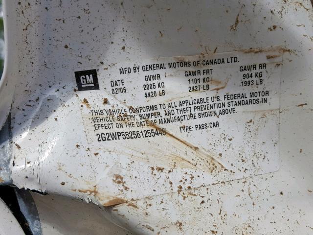 2G2WP552561255449 - 2006 PONTIAC GRAND PRIX 白色 照片 10