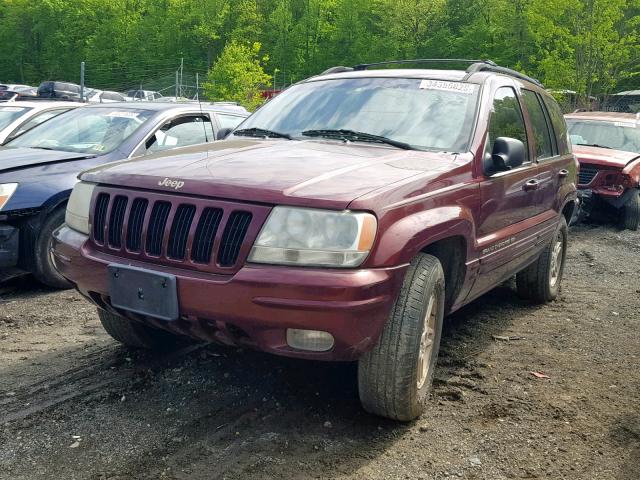 1J4GW68N1XC674175 - 1999 JEEP GRAND CHER BURGUNDY photo 2