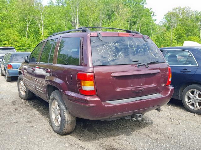 1J4GW68N1XC674175 - 1999 JEEP GRAND CHER BURGUNDY photo 3