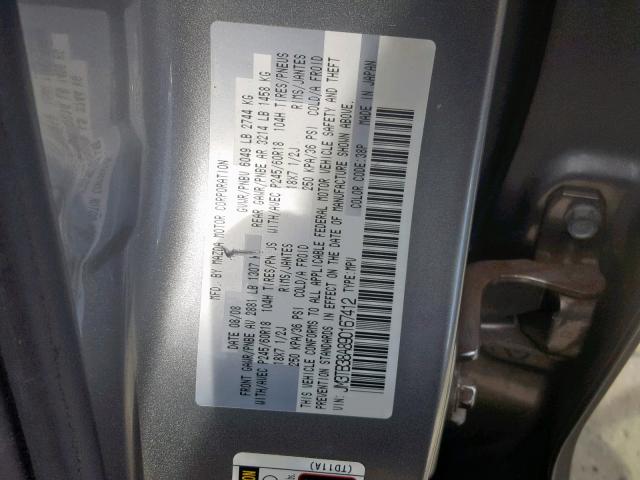 JM3TB38A890167412 - 2009 MAZDA CX-9 GRAY photo 10