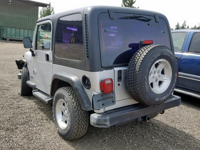 1J4FA49S22P744450 - 2002 JEEP WRANGLER / SILVER photo 3