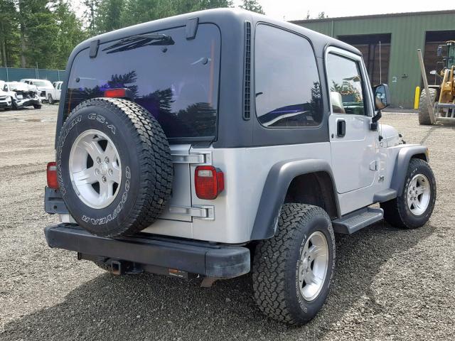 1J4FA49S22P744450 - 2002 JEEP WRANGLER / SILVER photo 4