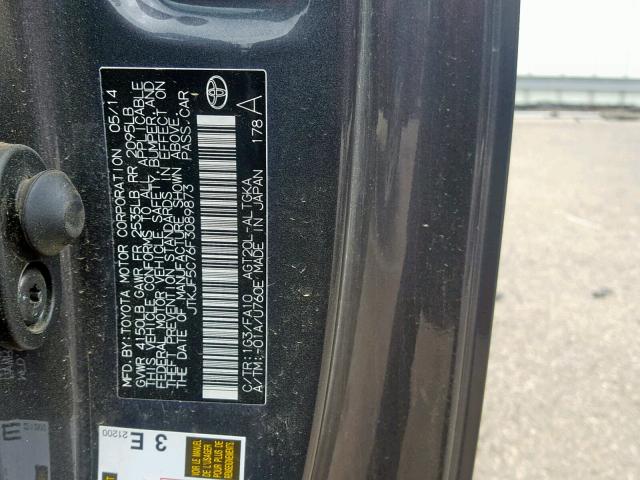 JTKJF5C76F3089873 - 2015 TOYOTA SCION TC ნაცრისფერი ფოტო 10