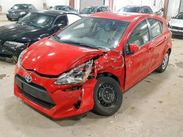 JTDKDTB36F1101018 - 2015 TOYOTA PRIUS C RED photo 2