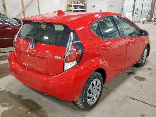 JTDKDTB36F1101018 - 2015 TOYOTA PRIUS C RED photo 4