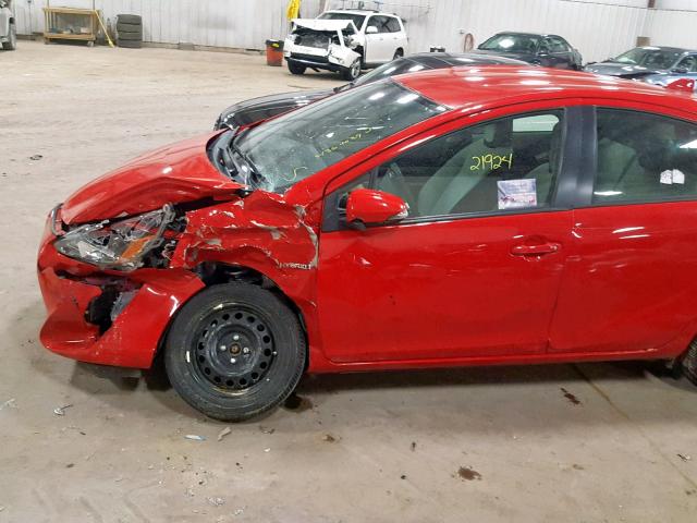 JTDKDTB36F1101018 - 2015 TOYOTA PRIUS C RED photo 9