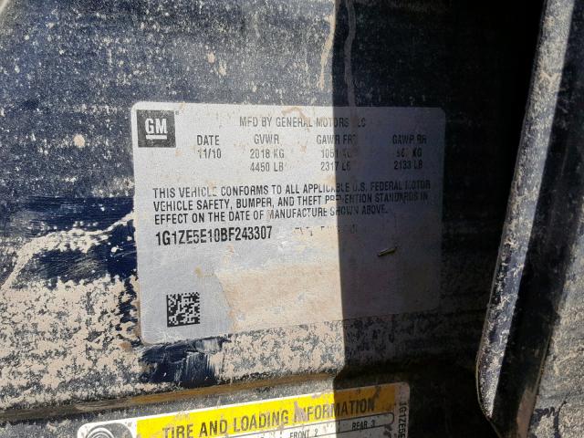 1G1ZE5E10BF243307 - 2011 CHEVROLET MALIBU LTZ 蓝色 照片 10