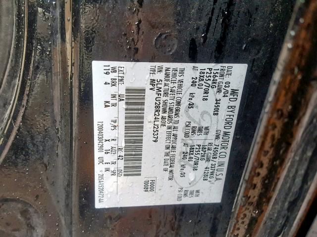 5LMFU28R24LJ25379 - 2004 LINCOLN NAVIGATOR შავი ფოტო 10