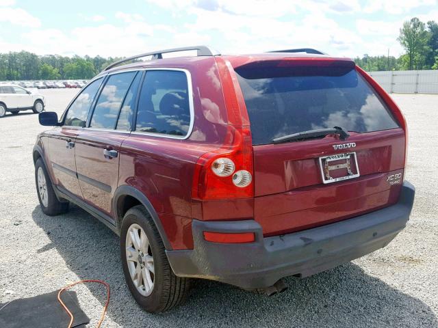 YV1CZ91H241105466 - 2004 VOLVO XC90 T6 BURGUNDY photo 3