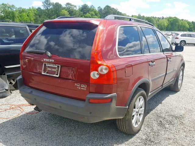 YV1CZ91H241105466 - 2004 VOLVO XC90 T6 BURGUNDY photo 4