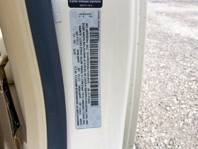 3VWCM31Y85M368936 - 2005 VOLKSWAGEN NEW BEETLE კრემისფერი ფოტო 10