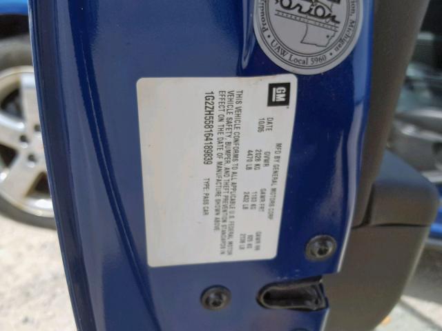 1G2ZH558164189839 - 2006 PONTIAC G6 GT BLUE photo 10