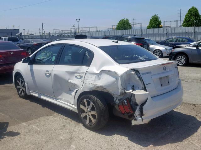 3N1AB6AP4CL608157 - 2012 NISSAN SENTRA 2.0 WHITE photo 3