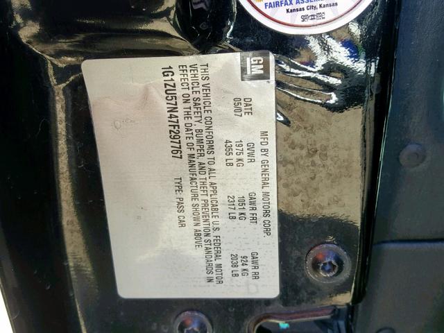 1G1ZU57N47F297767 - 2007 CHEVROLET MALIBU LTZ 黑色 照片 10