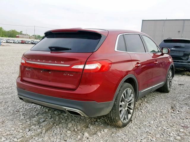 2LMPJ8LP8HBL12466 - 2017 LINCOLN MKX RESERV MAROON photo 4