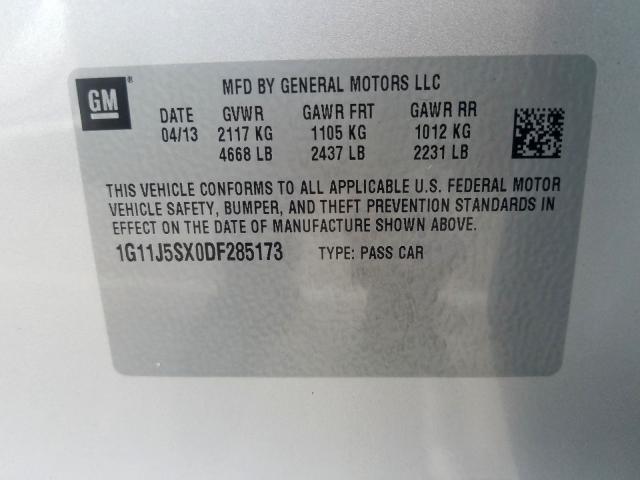 1G11J5SX0DF285173 - 2013 CHEVROLET MALIBU LTZ  ფოტო 10