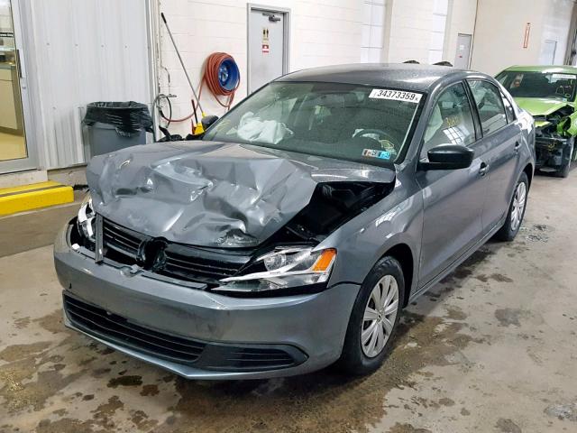 3VW2K7AJ4EM445166 - 2014 VOLKSWAGEN JETTA BASE CHARCOAL photo 2