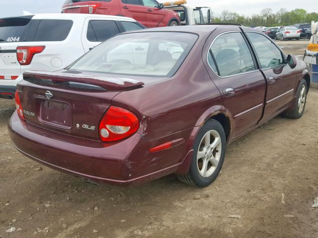 JN1CA31A21T112918 - 2001 NISSAN MAXIMA GXE BURGUNDY photo 4