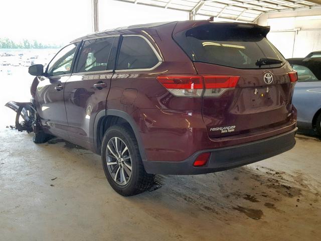 5TDKZRFH1HS201978 - 2017 TOYOTA HIGHLANDER BURGUNDY photo 3