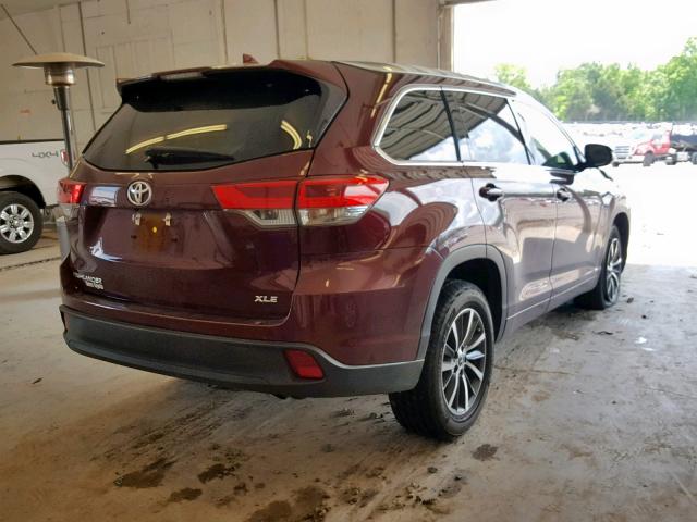 5TDKZRFH1HS201978 - 2017 TOYOTA HIGHLANDER BURGUNDY photo 4