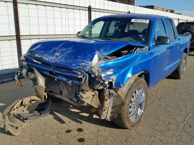 1B7GL2AX11S120876 - 2001 DODGE DAKOTA QUA BLUE photo 2