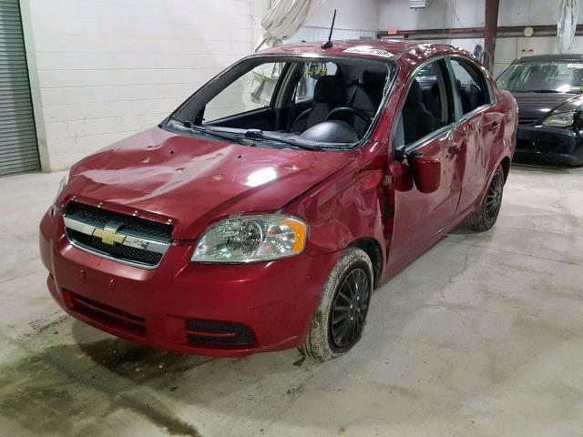 KL1TD56E59B345082 - 2009 CHEVROLET AVEO LS RED photo 2