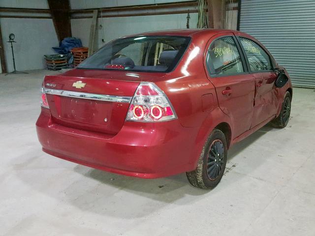 KL1TD56E59B345082 - 2009 CHEVROLET AVEO LS RED photo 4