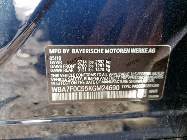 WBA7F0C55KGM24690 - 2019 BMW 750 I  photo 10