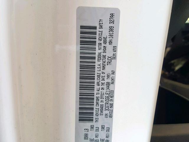 3C6TRVDG6JE114480 - 2018 RAM PROMASTER WHITE photo 10