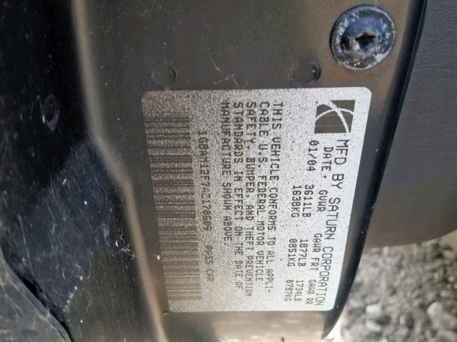 1G8AM12F74Z170609 - 2004 SATURN ION LEVEL GRAY photo 10