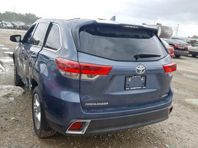 5TDYZRFH6KS316173 - 2019 TOYOTA HIGHLANDER BLUE photo 3