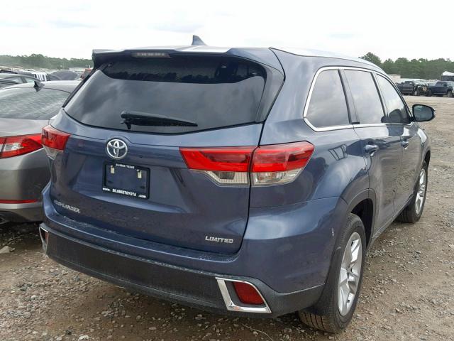 5TDYZRFH6KS316173 - 2019 TOYOTA HIGHLANDER BLUE photo 4