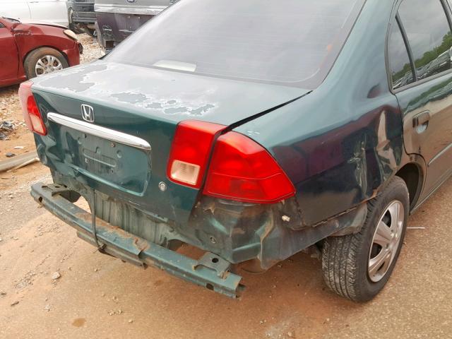 2HGES16112H575486 - 2002 HONDA CIVIC DX GREEN photo 9