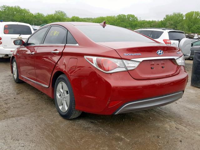 KMHEC4A47BA011205 - 2011 HYUNDAI SONATA HYB RED photo 3