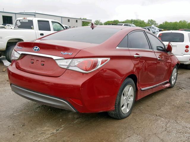 KMHEC4A47BA011205 - 2011 HYUNDAI SONATA HYB RED photo 4