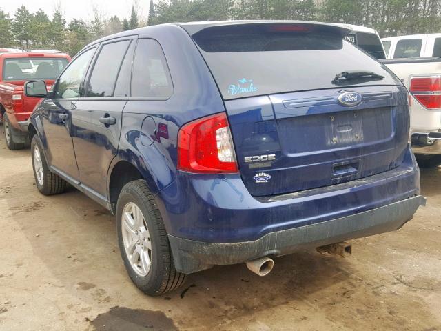 2FMDK3GC7BBA53594 - 2011 FORD EDGE SE BLUE photo 3