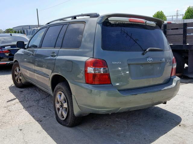 JTEDP21A750079749 - 2005 TOYOTA HIGHLANDER GREEN photo 3