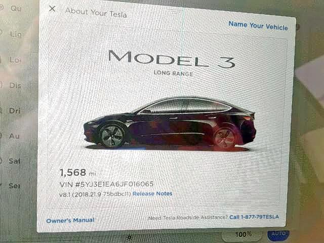 5YJ3E1EA6JF016065 - 2018 TESLA MODEL 3 BLACK photo 8