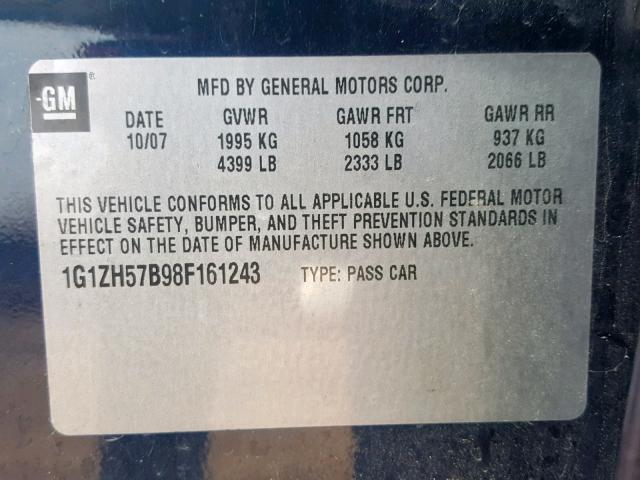 1G1ZH57B98F161243 - 2008 CHEVROLET MALIBU 1LT 蓝色 照片 10