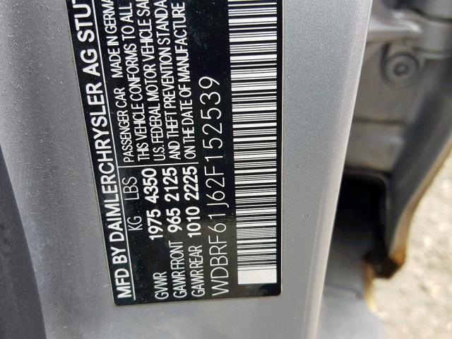 WDBRF61J62F152539 - 2002 MERCEDES-BENZ C 240 SILVER photo 10