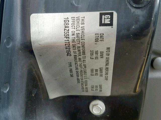 1G8AZ55F17Z121642 - 2007 SATURN ION LEVEL BLACK photo 10